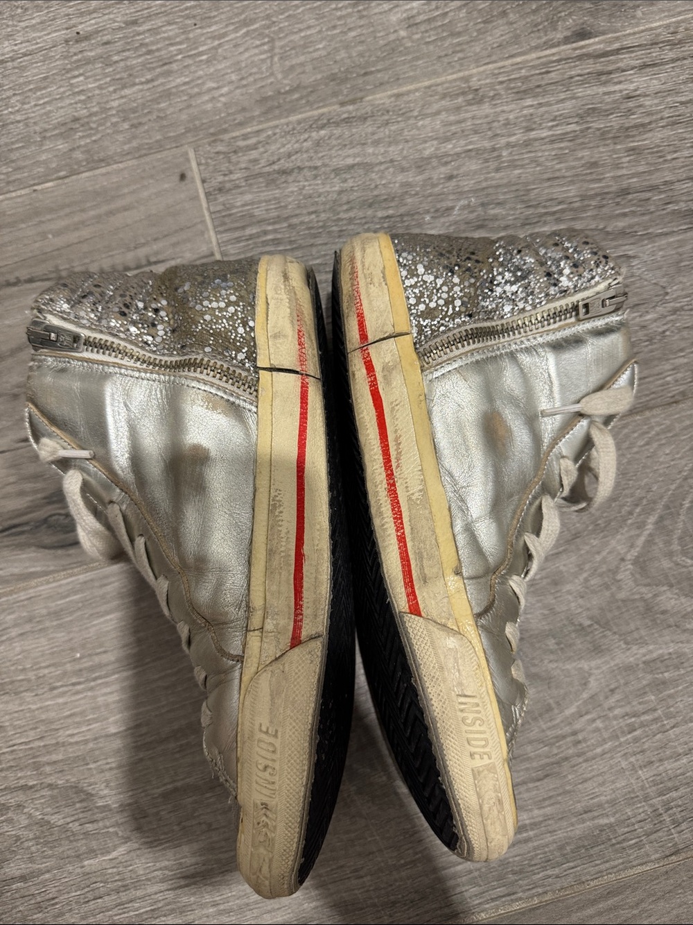 Golden Goose Silver High-Top Sneakers with Star Detail - Picture 3 of 8